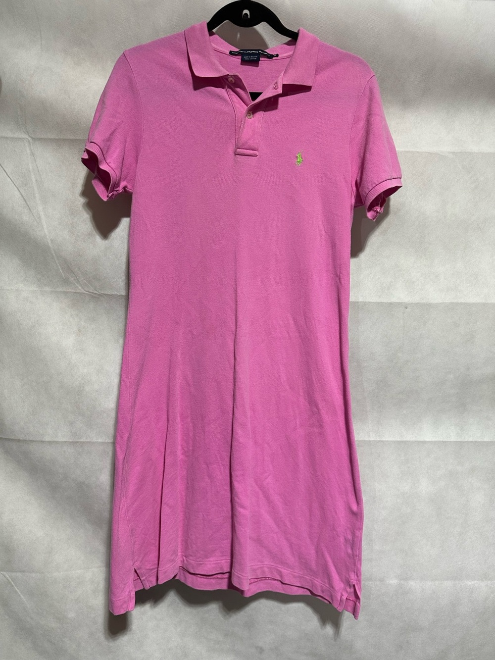 VTG Ralph Lauren Sport Shirt Dress Womens M Pink Pique Polo Classic Preppy Logo